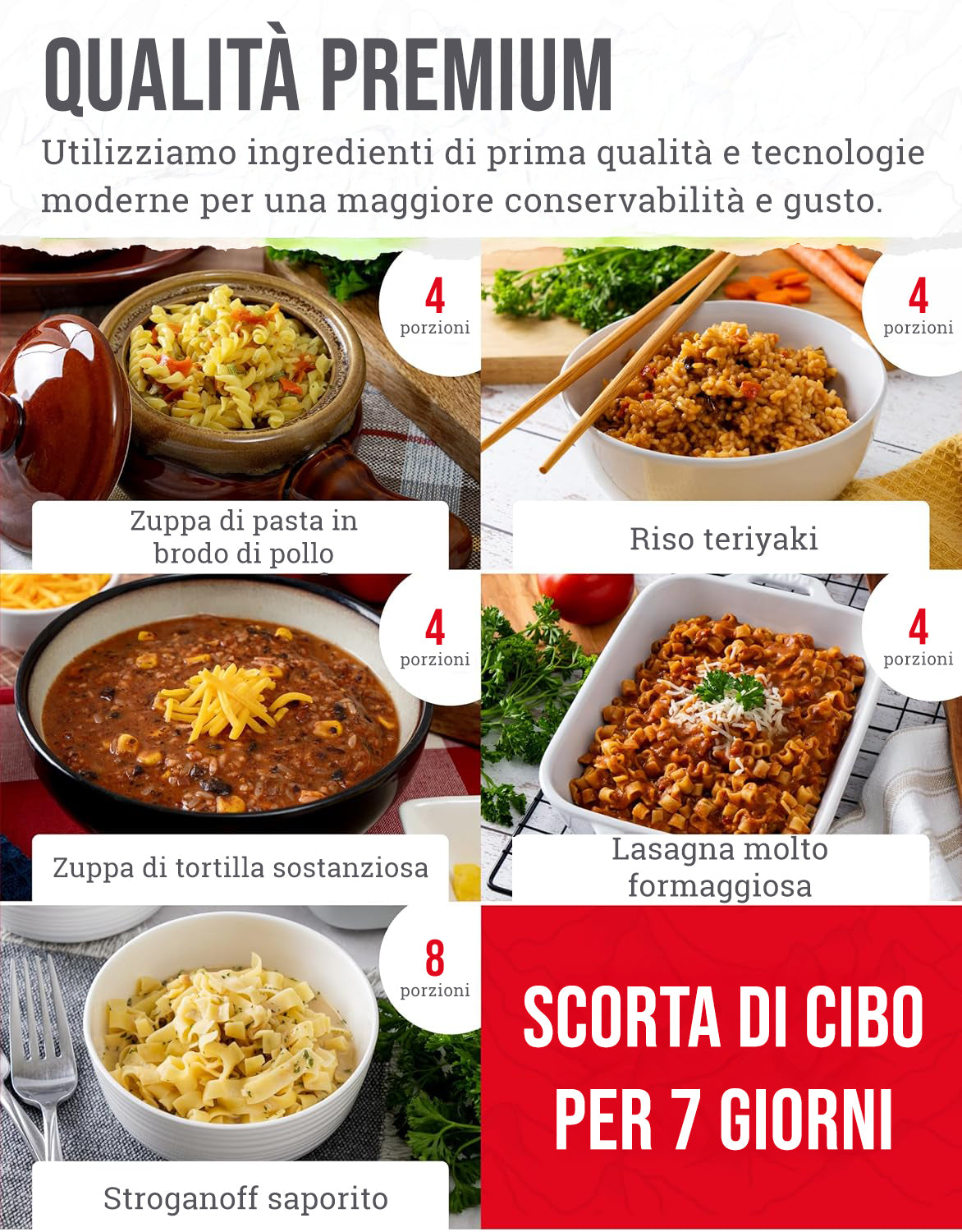 ReadyWise – Kit alimentare liofilizzato 60 porzioni (pranzo e cena), conservazione fino a 25 anni