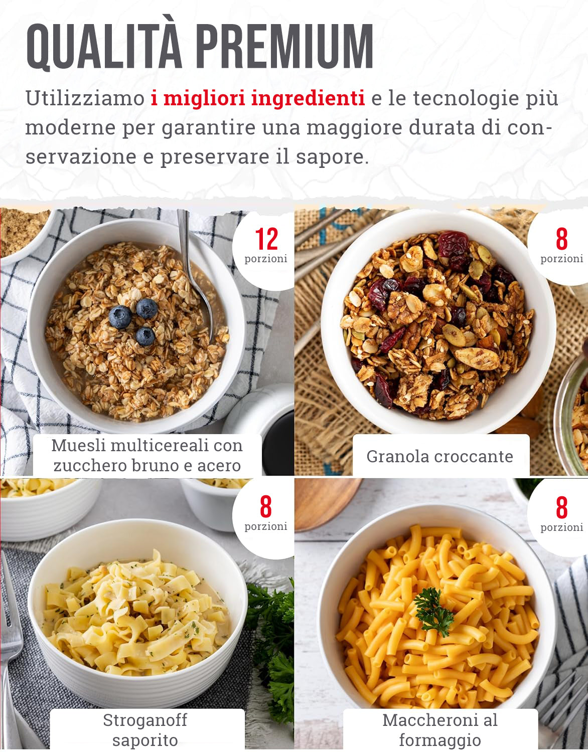 ReadyWise – Kit alimentare liofilizzato 60 porzioni in sacca impermeabile, conservazione fino a 25 anni