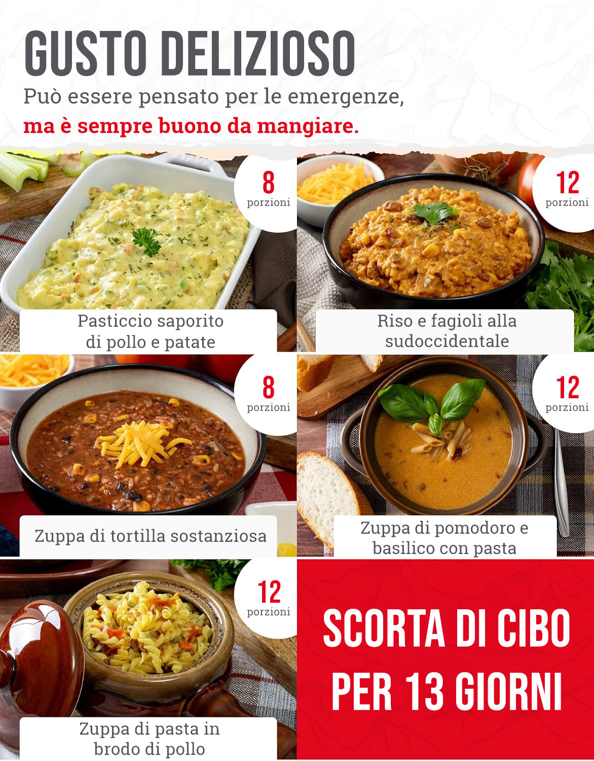 ReadyWise – Secchio alimentare liofilizzato 120 porzioni (pranzo e cena), conservazione fino a 25 anni