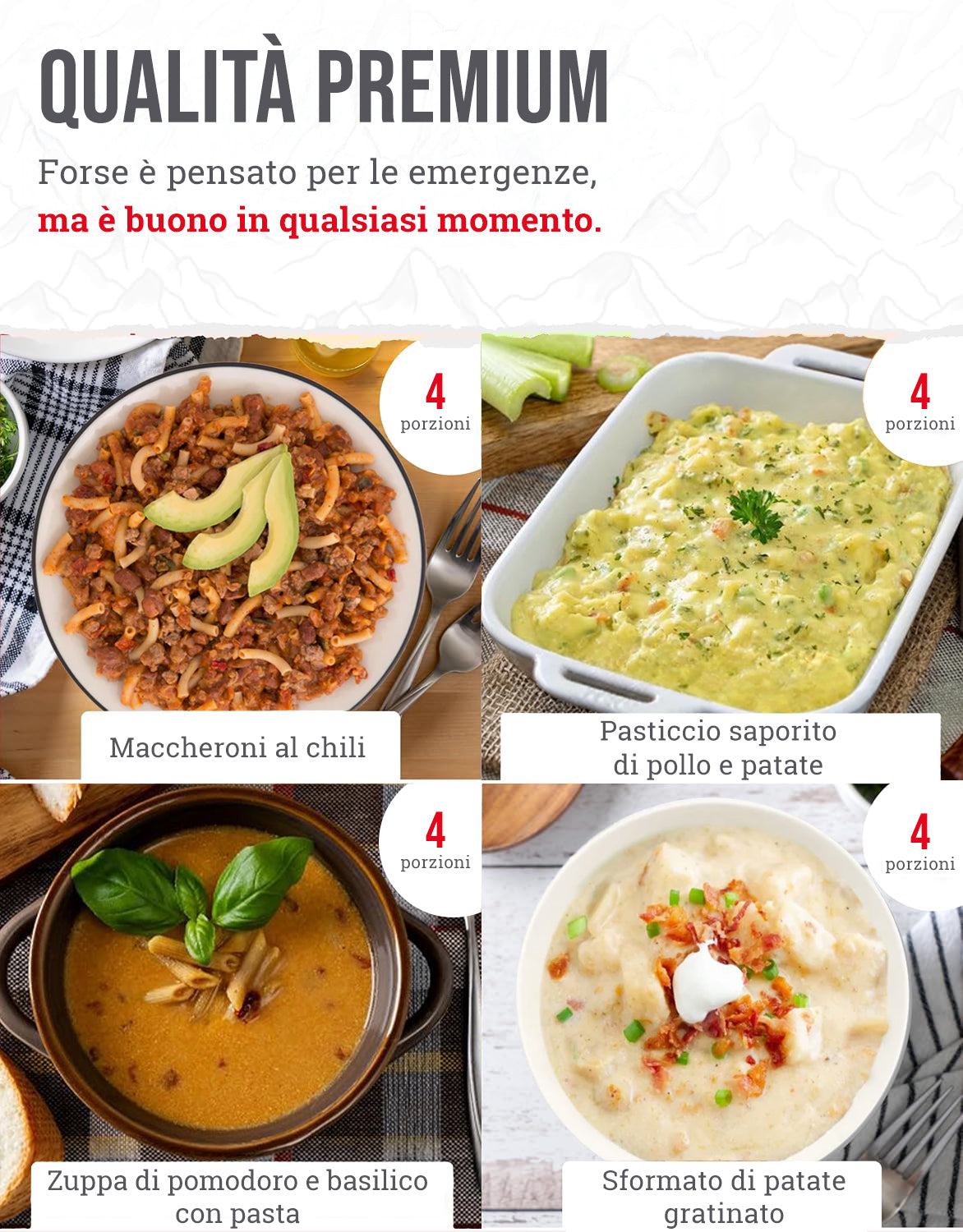 ReadyWise – Kit alimentare liofilizzato 60 porzioni (pranzo e cena), conservazione fino a 25 anni