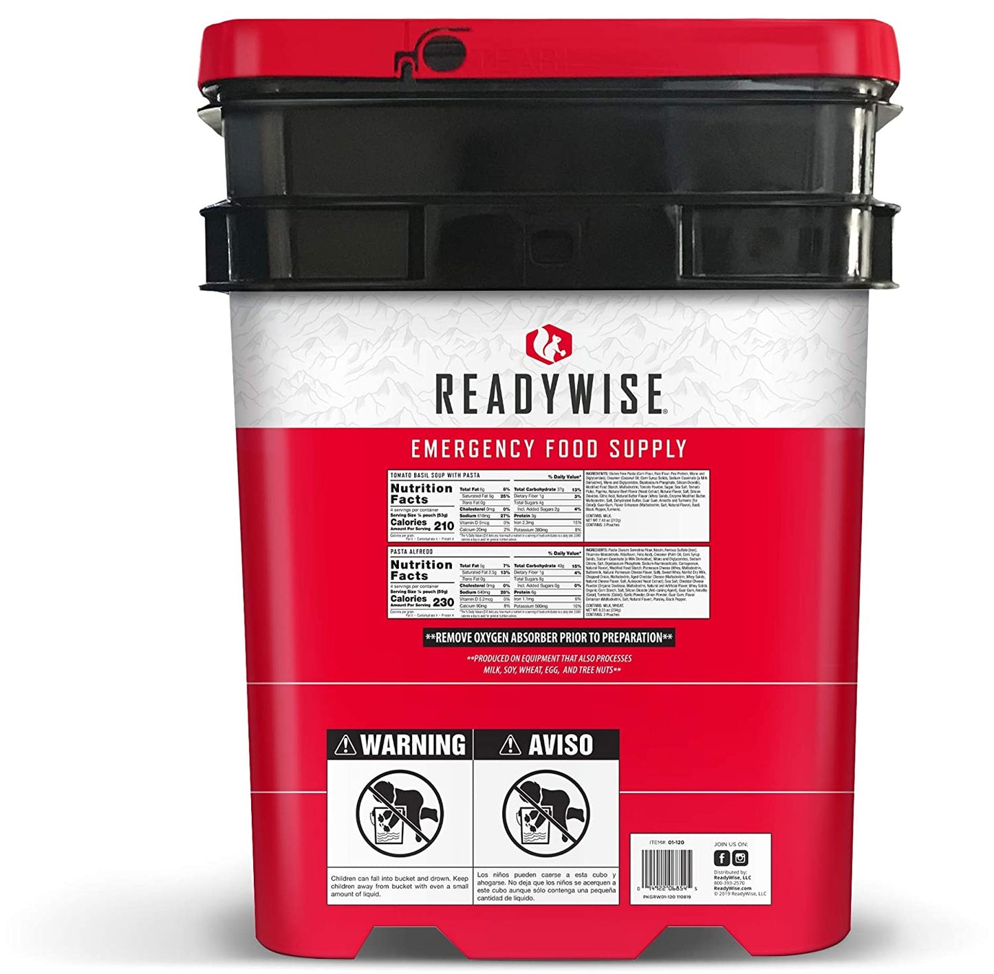 120 porzioni di antipasti, pasti vegetariani liofilizzati, fino a 25 anni