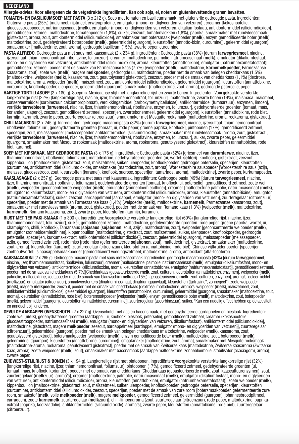 120 porzioni di antipasti, pasti vegetariani liofilizzati, fino a 25 anni