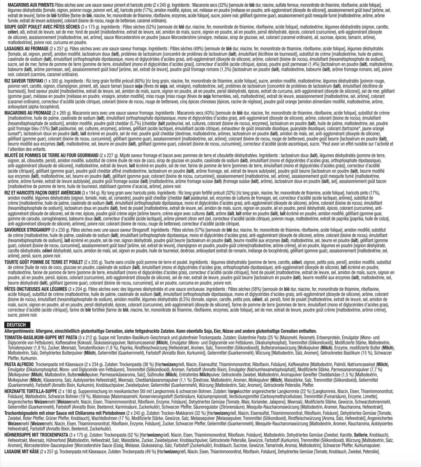 120 porzioni di antipasti, pasti vegetariani liofilizzati, fino a 25 anni