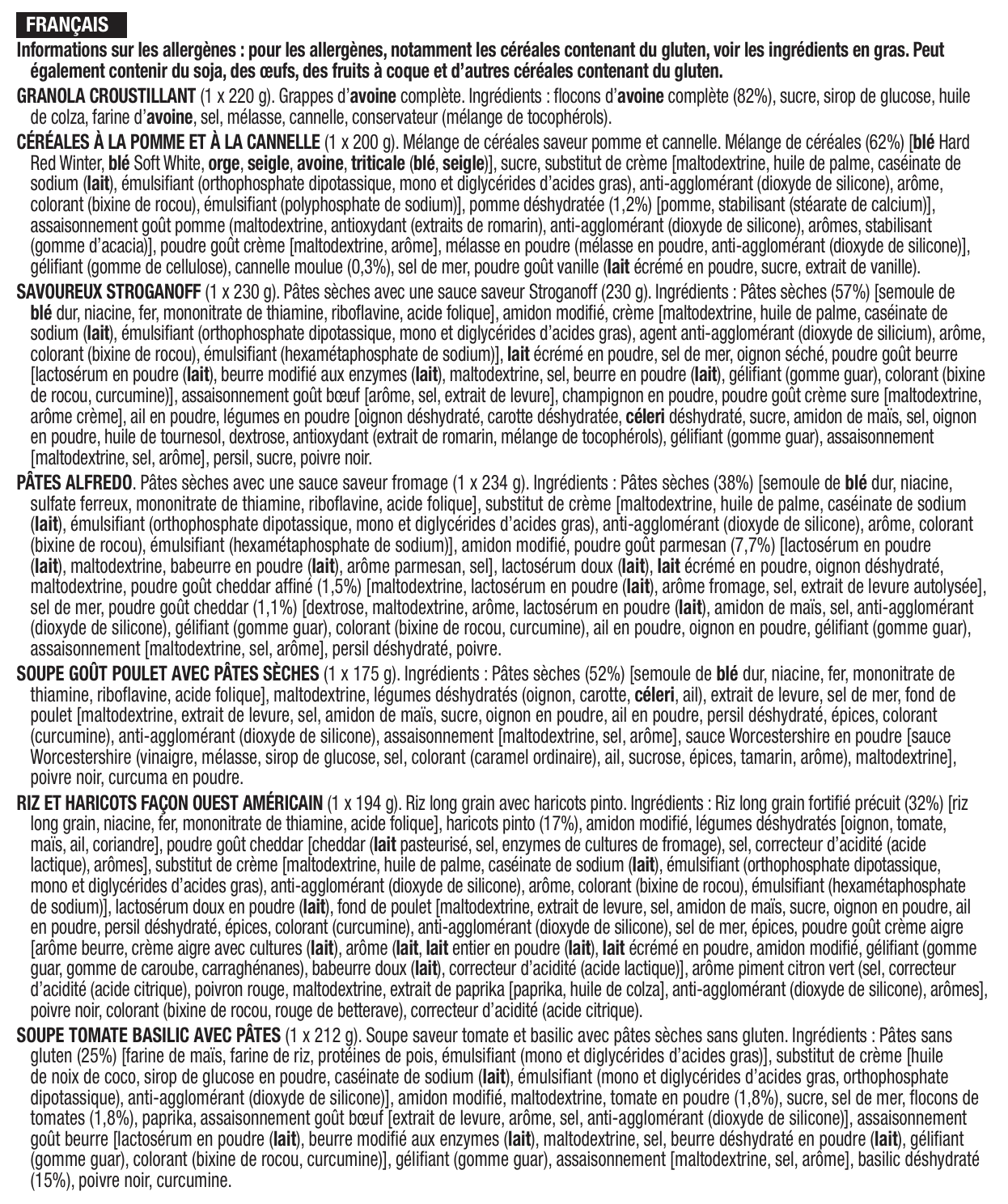 28 porzioni di colazione e antipasti liofilizzati, DryBag, fino a 25 anni