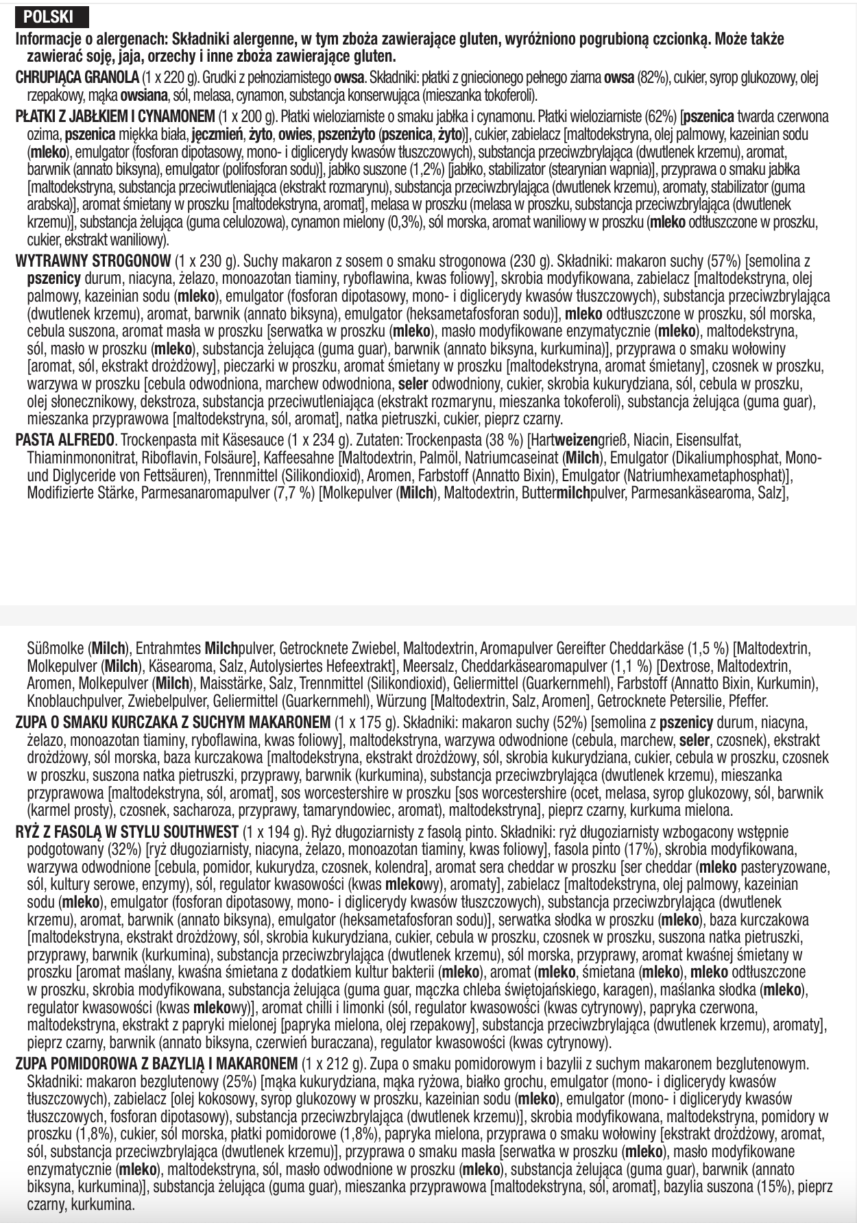 28 porzioni di colazione e antipasti liofilizzati, DryBag, fino a 25 anni