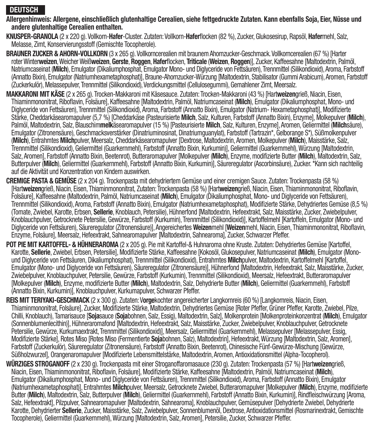 60 porzioni di colazione e antipasti liofilizzati, DryBag, fino a 25 anni