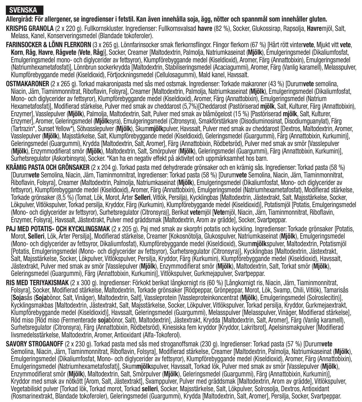 60 porzioni di colazione e antipasti liofilizzati, DryBag, fino a 25 anni