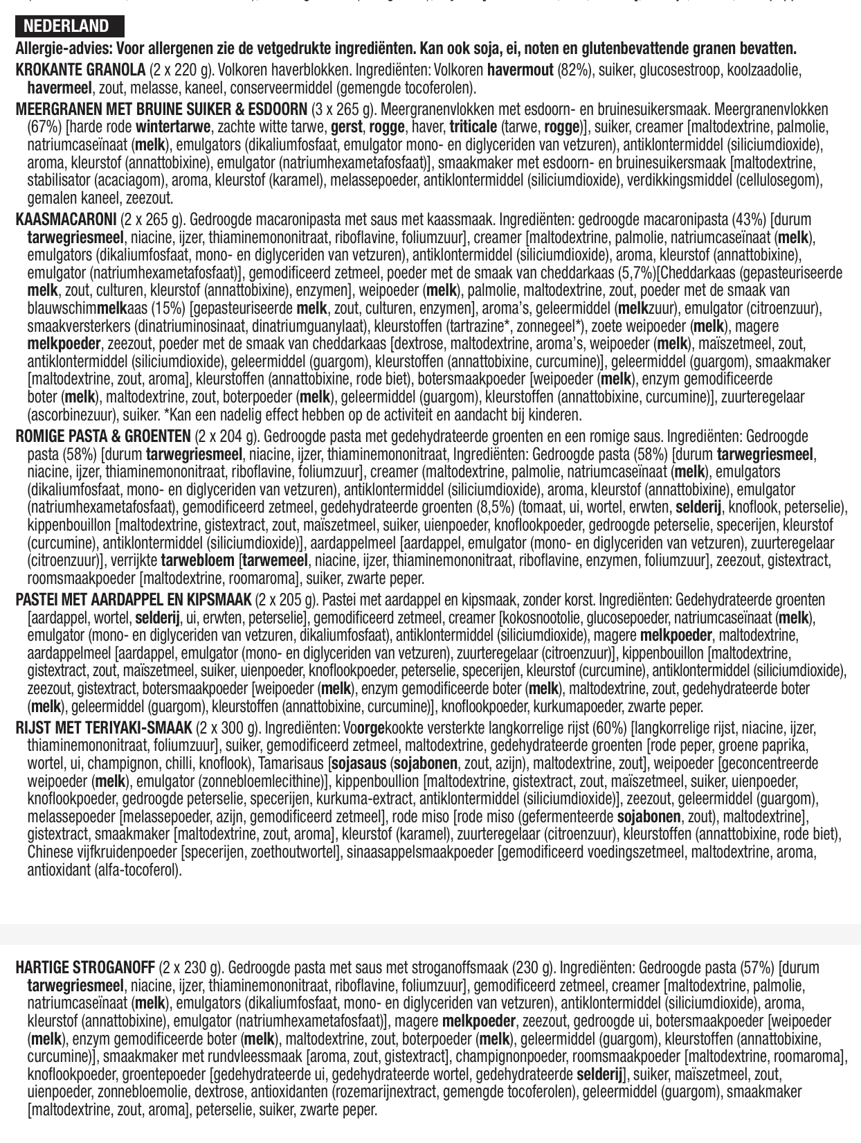 60 porzioni di colazione e antipasti liofilizzati, DryBag, fino a 25 anni