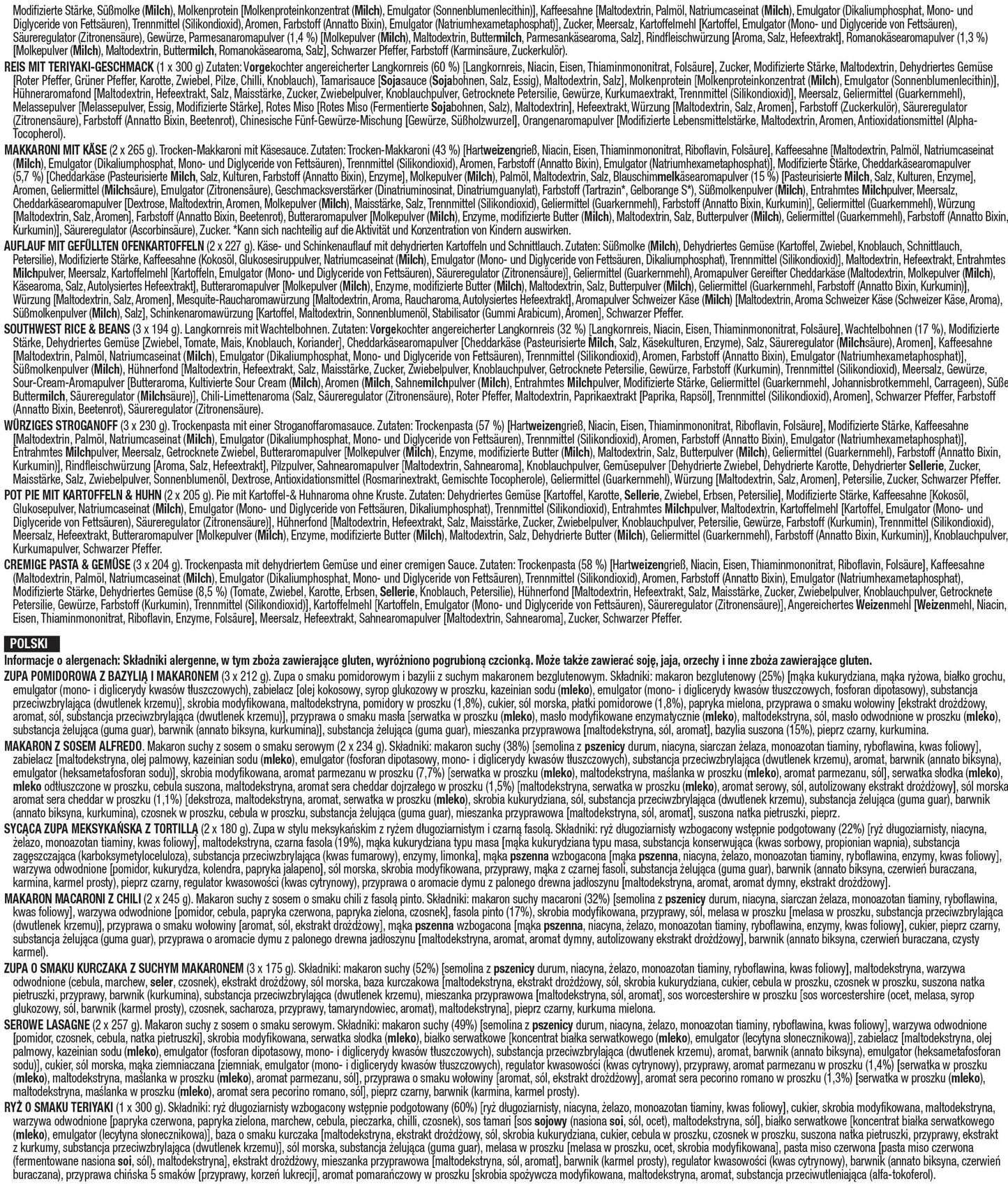 4320 porzioni di scorte alimentari di emergenza a lungo termine