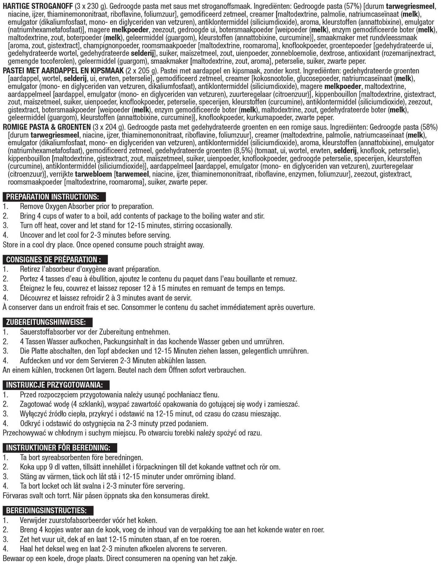 2160 Confezione da portata di approvvigionamento alimentare di emergenza a lungo termine