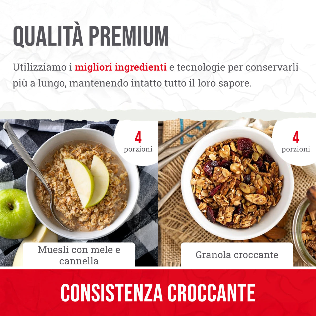 28 porzioni di colazione e antipasti liofilizzati, DryBag, fino a 25 anni