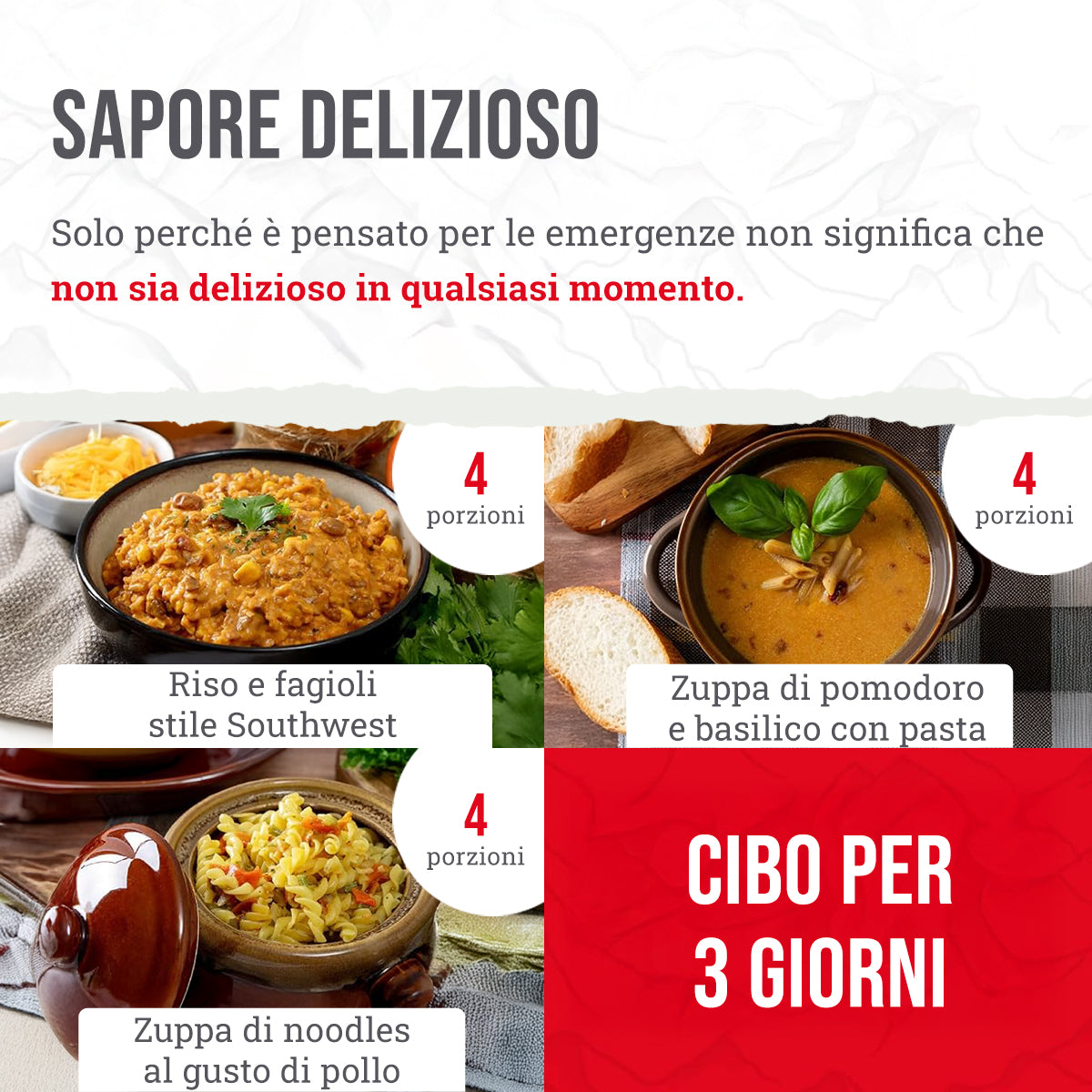 28 porzioni di colazione e antipasti liofilizzati, DryBag, fino a 25 anni